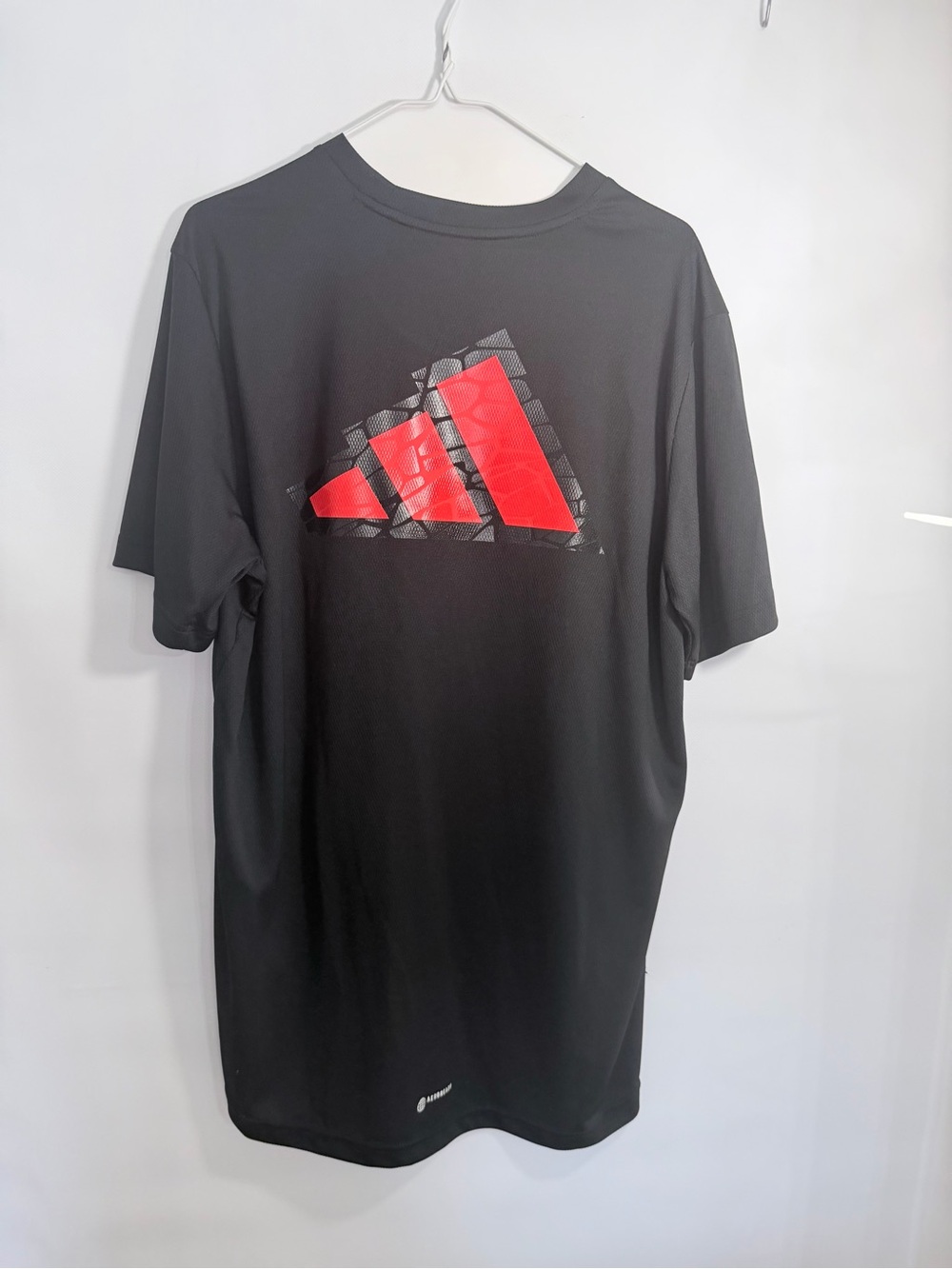 adidas Black Short Sleeve Tee with Red Logo